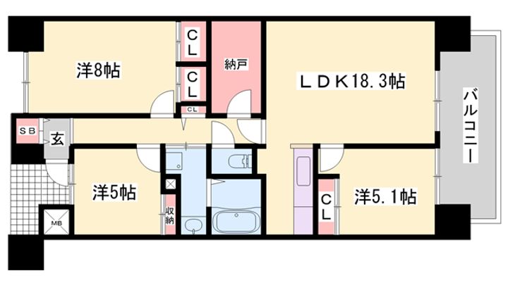 キャッスルコート飾磨203の間取り