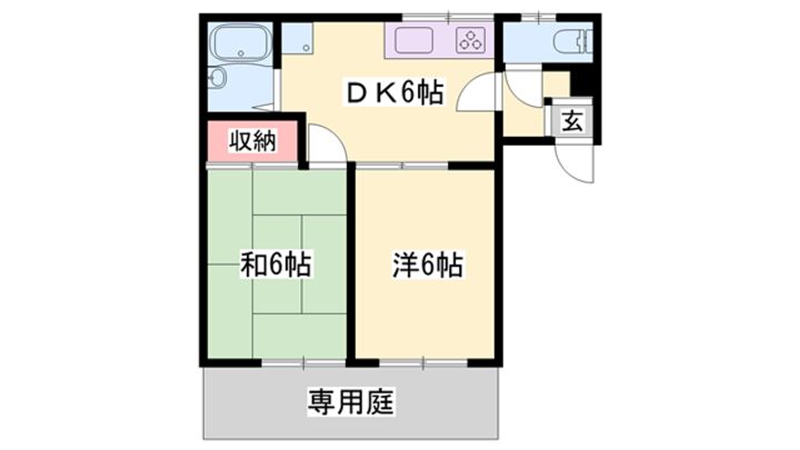アーバンコート竜野 B棟202の間取り