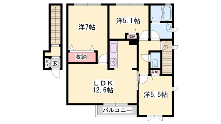 グリーンステージ相ノ山A203の間取り