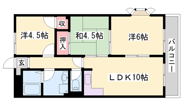 ルネシャルトB棟B201の間取り
