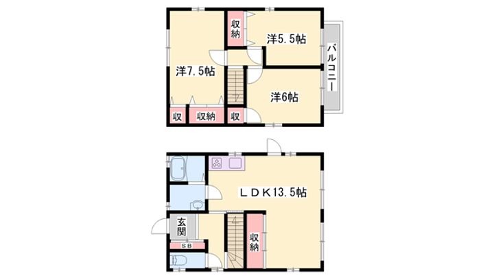 兵庫県加古川市平岡町一色西2丁目(一戸建)の賃貸物件1の間取り