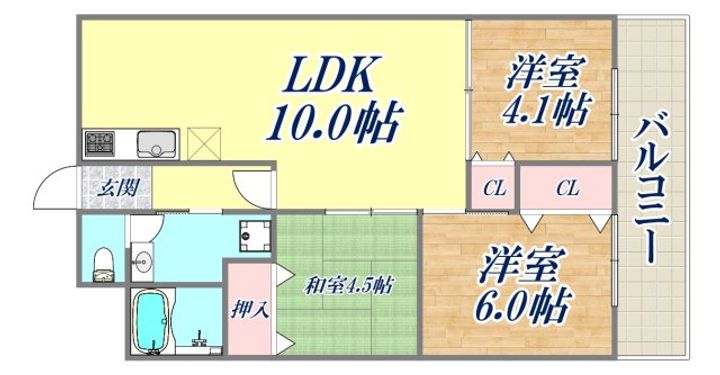 ユニーブル六甲北棟の間取り