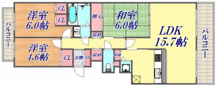 パーク・ハイム神戸熊内町の間取り