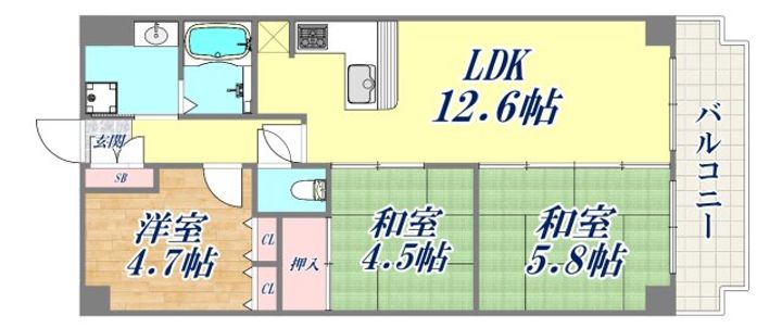 ライオンズマンション鷹取の間取り