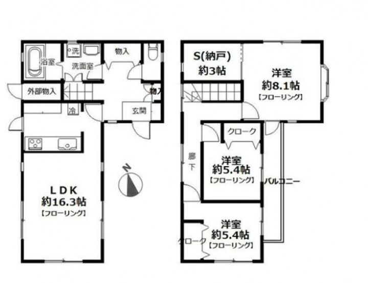 神奈川県横浜市鶴見区東寺尾1丁目(一戸建)の賃貸物件105の間取り