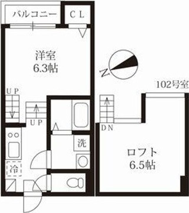 愛知県名古屋市天白区野並2丁目(アパート)の賃貸物件102の間取り