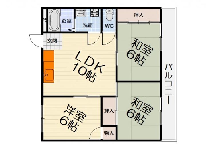 大阪府高石市東羽衣7丁目(マンション)の賃貸物件の間取り