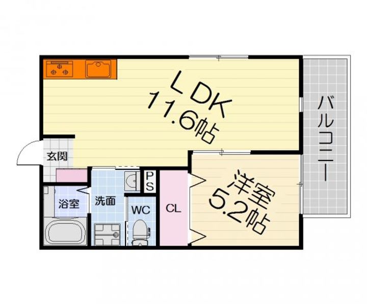 大阪府高石市羽衣1丁目(アパート)の賃貸物件の間取り