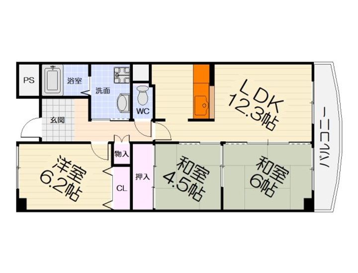 大阪府高石市西取石7丁目(マンション)の賃貸物件の間取り
