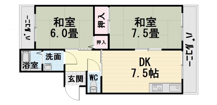 大阪府堺市西区鳳西町1丁(マンション)の賃貸物件202の間取り