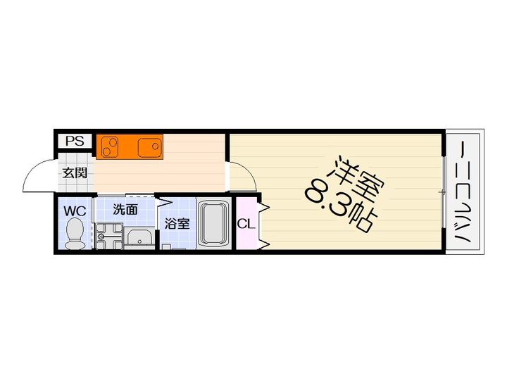大阪府堺市西区下田町(アパート)の賃貸物件の間取り