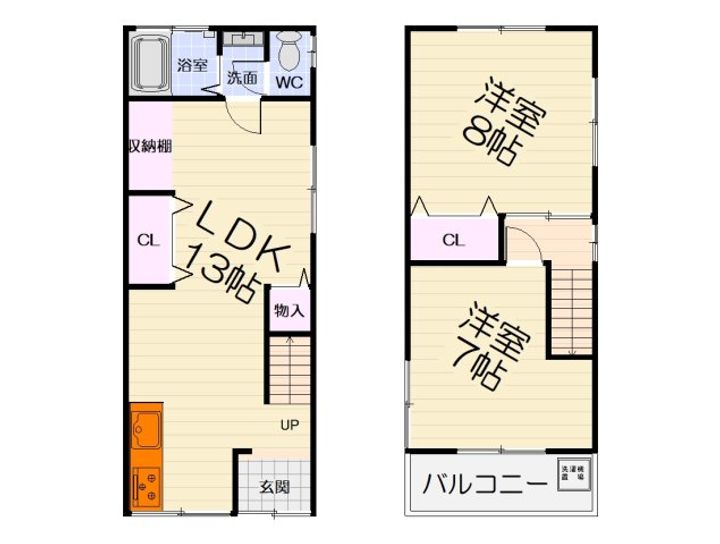 大阪府堺市西区鳳中町8丁(テラスハウス)の賃貸物件の間取り