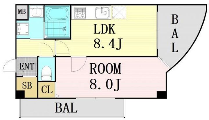 大阪府大阪市北区中津6丁目(マンション)の賃貸物件の間取り