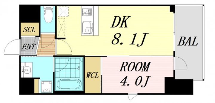 エステムコート谷町九丁目の間取り