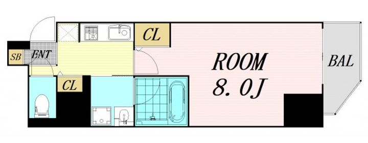 大阪府大阪市北区曾根崎1丁目(マンション)の賃貸物件の間取り