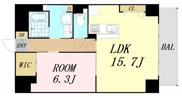 大阪府大阪市中央区十二軒町(マンション)の賃貸物件の間取り