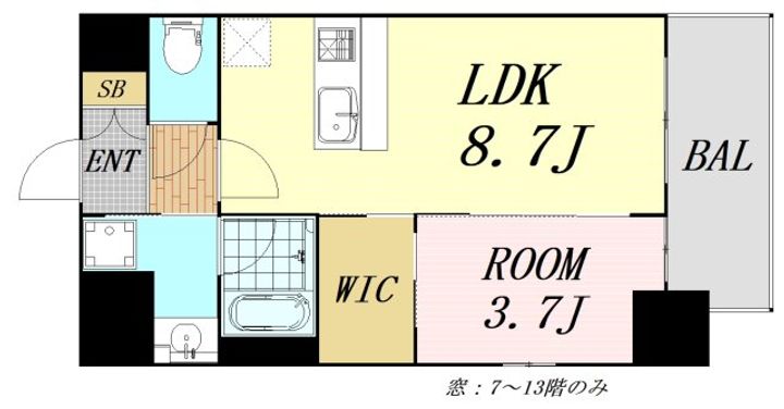 大阪府大阪市福島区鷺洲3丁目(マンション)の賃貸物件の間取り