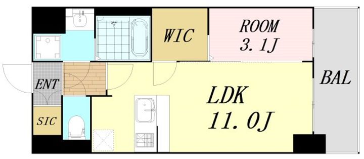 大阪府大阪市福島区吉野1丁目(マンション)の賃貸物件の間取り