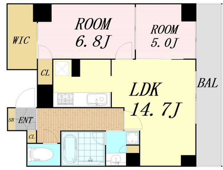 大阪府大阪市西区南堀江2丁目(マンション)の賃貸物件の間取り
