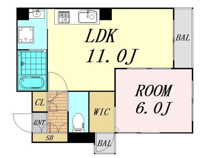 大阪府大阪市西区西本町2丁目(マンション)の賃貸物件の間取り