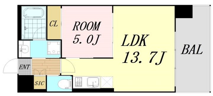 大阪府大阪市淀川区新高5丁目(マンション)の賃貸物件の間取り