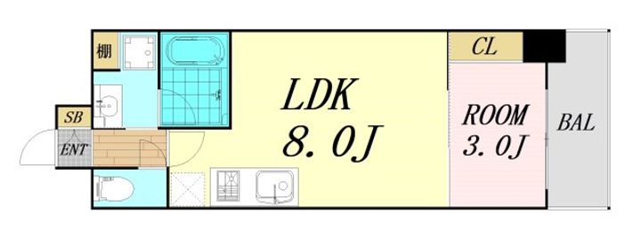 大阪府大阪市西区九条1丁目(マンション)の賃貸物件の間取り
