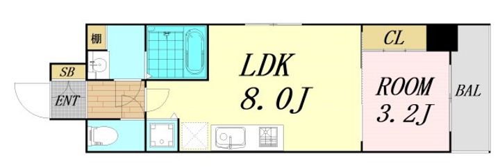大阪府大阪市西区九条1丁目(マンション)の賃貸物件の間取り