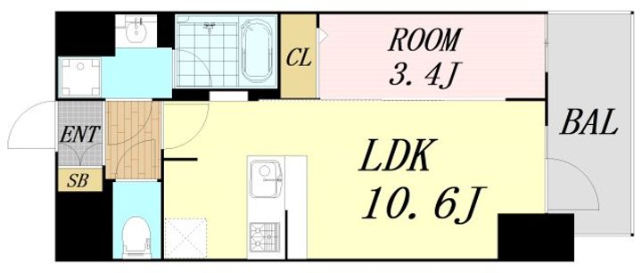S-RESIDENCE堺筋本町Deuxの間取り