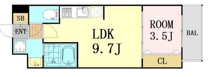 大阪府吹田市江坂町5丁目(マンション)の賃貸物件の間取り