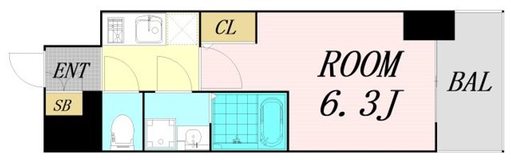 大阪府大阪市中央区谷町1丁目(マンション)の賃貸物件の間取り