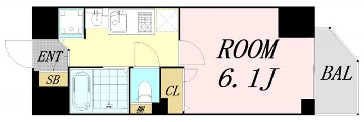 大阪府大阪市中央区東高麗橋(マンション)の賃貸物件の間取り