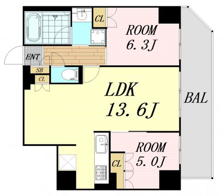 大阪府大阪市中央区日本橋2丁目(マンション)の賃貸物件の間取り