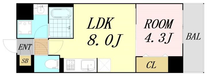 大阪府大阪市都島区御幸町1丁目(マンション)の賃貸物件の間取り