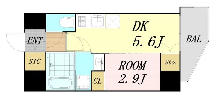 大阪府大阪市浪速区日本橋東1丁目(マンション)の賃貸物件の間取り