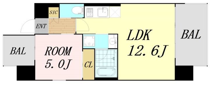 大阪府大阪市淀川区新高2丁目(マンション)の賃貸物件の間取り