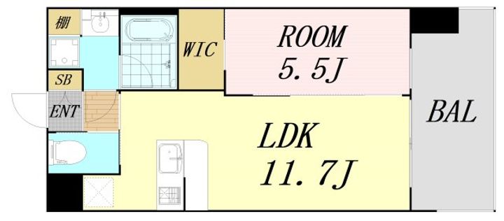 大阪府大阪市淀川区新高2丁目(マンション)の賃貸物件の間取り