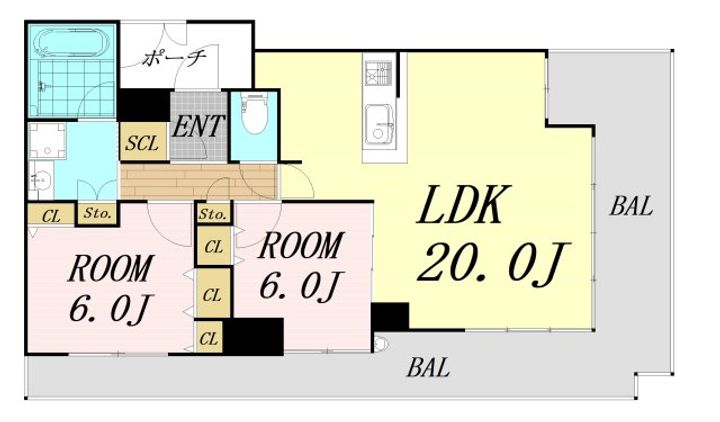 大阪府大阪市中央区高津2丁目(マンション)の賃貸物件の間取り