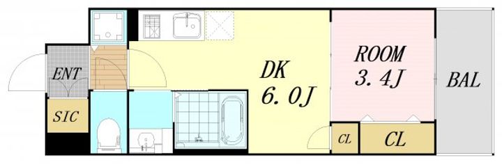 大阪府大阪市西淀川区柏里1丁目(マンション)の賃貸物件の間取り