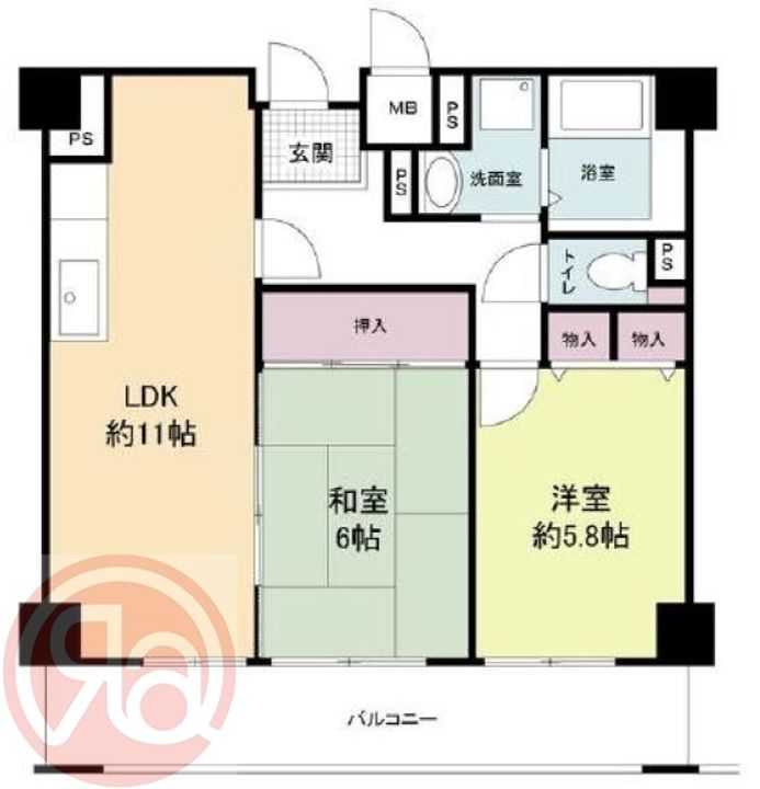 大阪府大阪市西区南堀江1丁目(マンション)の賃貸物件の間取り