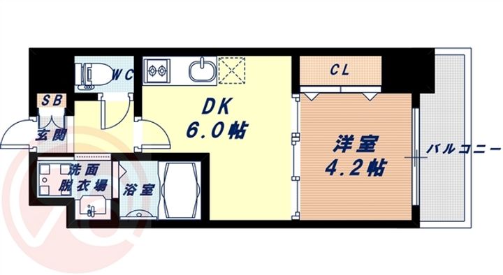 大阪府大阪市西区本田1丁目の賃貸マンション1310の間取り