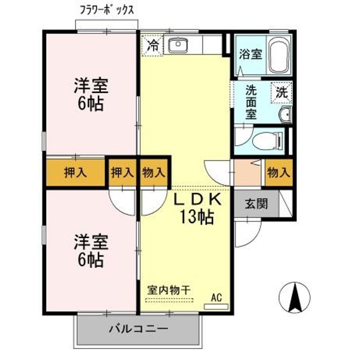 サンタウン寺井 B棟の間取り