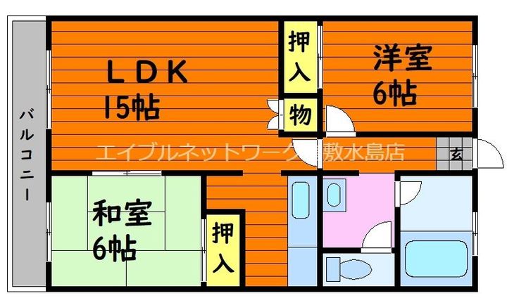 岡山県倉敷市児島下の町1丁目(マンション)の賃貸物件301の間取り