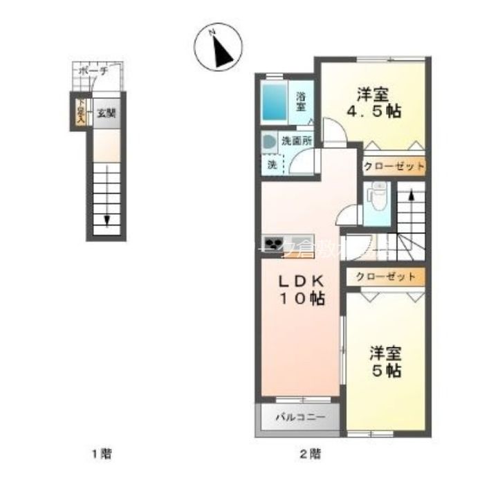 岡山県岡山市南区藤田(アパート)の賃貸物件203の間取り