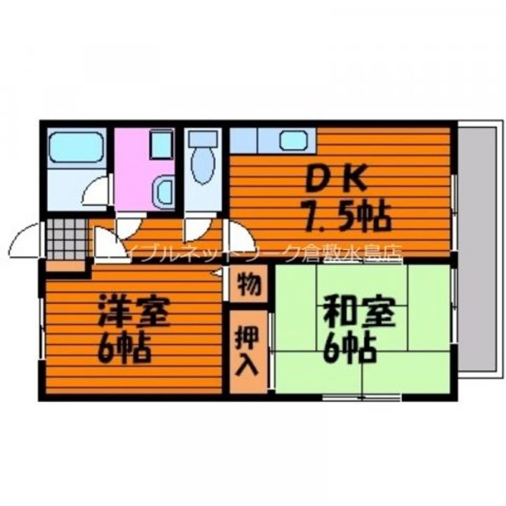 岡山県岡山市南区箕島(アパート)の賃貸物件202の間取り