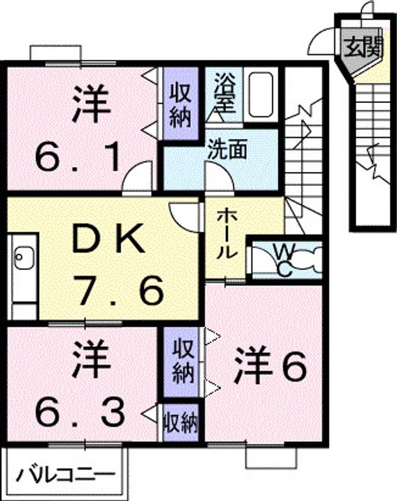 岡山県倉敷市東塚2丁目(アパート)の賃貸物件の間取り