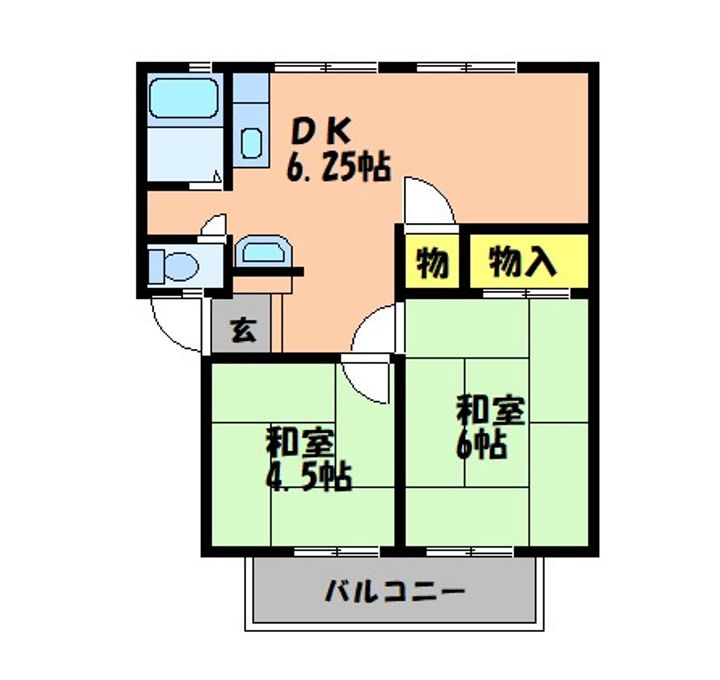 岡山県倉敷市西富井(アパート)の賃貸物件202号室の間取り