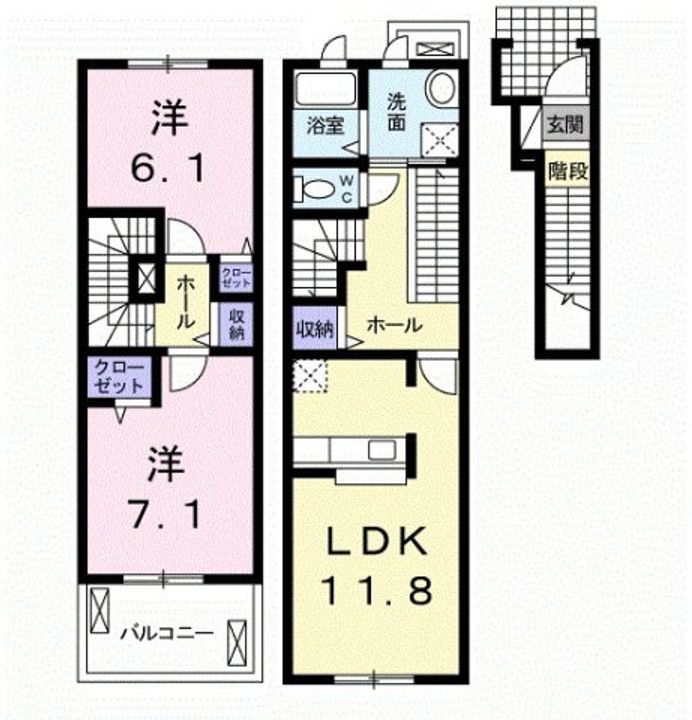 岡山県倉敷市中島(アパート)の賃貸物件の間取り