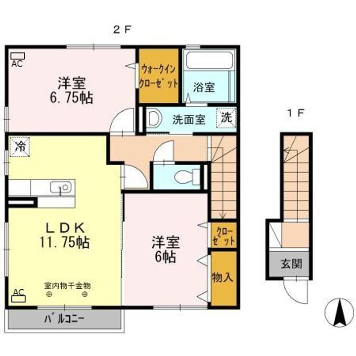 岡山県岡山市南区彦崎(アパート)の賃貸物件201の間取り