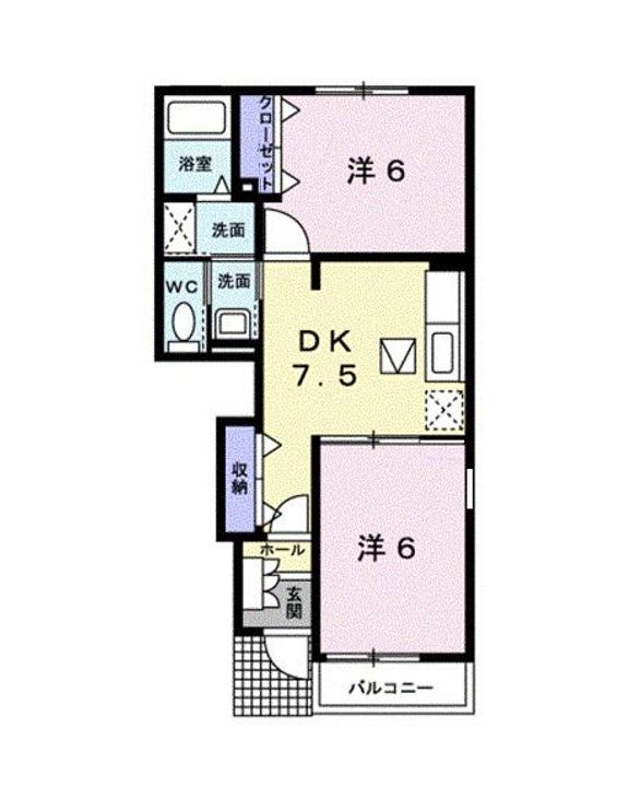 岡山県倉敷市玉島乙島(アパート)の賃貸物件の間取り