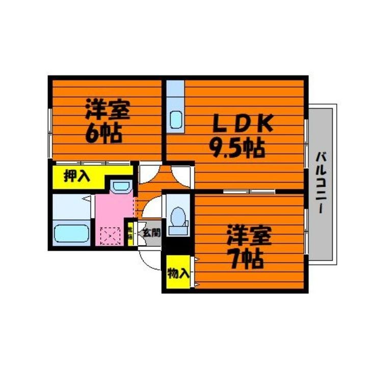 岡山県倉敷市中島(アパート)の賃貸物件202の間取り